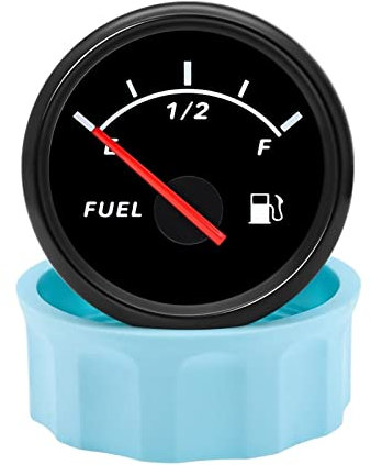 Medidor de Gasoil Deposito, Indicador de nivel de combustible de 52MM con retroiluminación roja, indicador de nivel de tanque de aceite de 0-190 Ohm for barco, coche, RV, yate, 12V/24V,para monitoreo