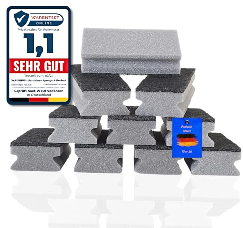 Premium Topfreiniger 10er Set Scheuerschwamm Spülschwamm Putzschwamm | Kräftiger Reinigungsschwamm für hartnäckigen Schmutz 15x7x4 cm, grau, langlebig und ideal für Töpfe, Pfannen und Küche.