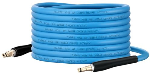 Ampvolts 15M Kink-Resistant Pressure Washer Hose – 250Bar / 3600 PSI, Super Flexible Replacement Hose for Karcher K2 K3 K4 K5 K6 K7 Series, All-Weather Use, Blue