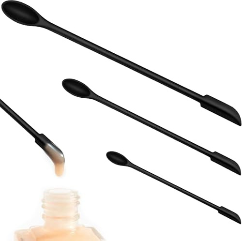 3PCS jar Scraper Black mini Silicone Telescopic Spatula Mini Silicone Spatula Small Silicone Spoons and Spatula Tiny spatulas for Makeup Narrow Bottle Long Handle Silicone Lotion Stirrer