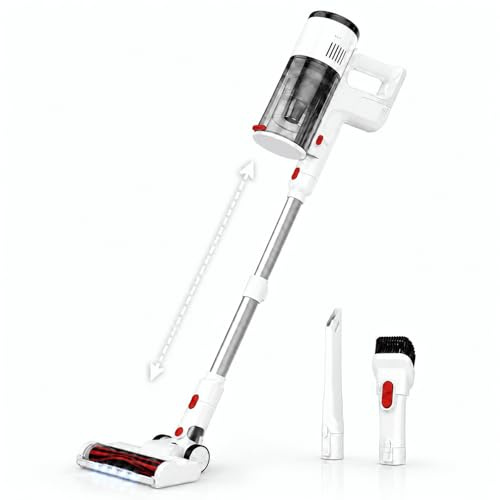 Cordless Stick Vacuum Cleaner, 550W High-Power / 45KPa Strong Suction, Lightweight 2-in-1 Handheld Vacuum for Pet Hair, Hardwood Floor, Carpet, Stairs & Car, HEPA Filtration, Daily Quick Clean (White)