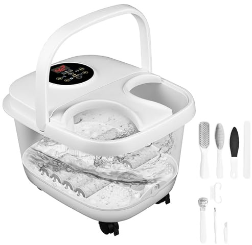 Fußbadewanne, Fuß-Spa-Massagegerät, Fußbad mit Heizfunktion, Schaumfunktion, Fußmassagegerät, einstellbare Temperatur 38 °C - 48 °C, 8-teiliges Pediküre-Set