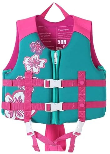 Neoprene Life Jacket, Flotation Jackets for Children with Adjustable Safety Strap, Great for Boys Girls(C,L (7-9 Years Old))