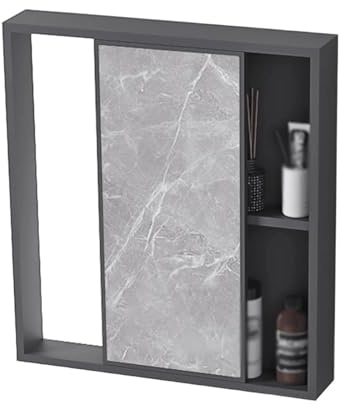 Armoire à Pharmacie Miroir Rangement Ouvert Armoire Murale Salle de Bain Miroir Porte Coulissante Pas Besoin D'assemblage Convient pour la Salle de Bain et Le Salon(70 * 10 * 60cm)