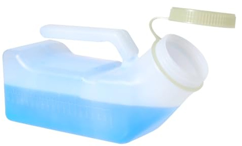 Herren Urinalflasche Tragbare Urinflaschen für Männer 1000ML Notfall Plastik Pinkelflasche mit Leuctendem Schraubdeckel für Reisen Camping Bett und Unterwegs