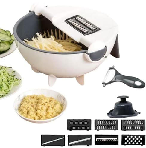 Tagliaverdure affettatore,tritaverdure e cipolle | Tagliaverdure multifunzionale con cestello scolapiatti per patate, cipolle, cetrioli, formaggio, frutta, cucina,