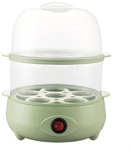Homeponnew egg boiler, Egg Cooker with Safety Features Including Anti Dry Burning Automatic Shut Off 3-Layer Capacity for Multiple Eggs Space-Saving Design for Home Kitchen Use(green-2)