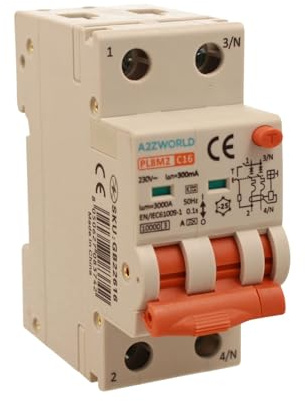 Interruttore Differenziale Magnetotermico Tipo A 300mA 16A C16, Bipolare 2P (NO 1P+N), Curva C 6kA, Doppio Leva con Diagnostica Visiva, 2 Moduli DIN, Serie PL8M2