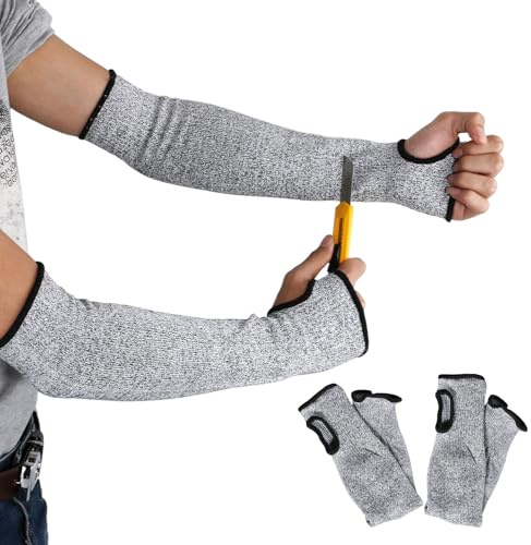 WZWZO Manchette Anti Coupure, 2 Pièces 45cm Protection Bras, Manchons Résistants Aux Coupures, Adapté aux Hommes Femmes Jardinage Cuisine Soudage Travail de Sculpture Construction