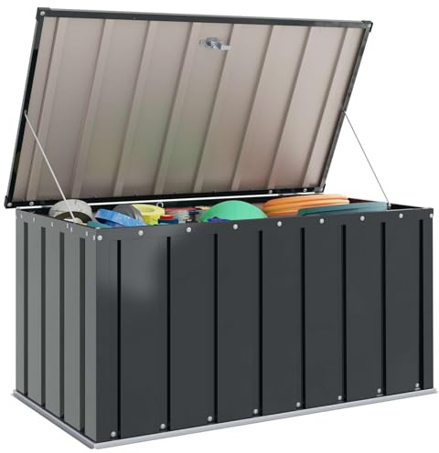vidaXL Garden Storage Box Black 101 x 56.5 x 50 cm Steel, Stylish, Rectangular, Modern, Durable, Coffee Table, Space-Saving, Multifunctional, Design, for Living Room, Parks, 60