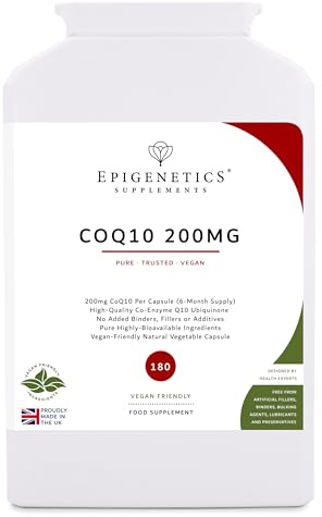 Co-Enzyme Q10 200mg | High-Strength Ubiquinone for Energy & Antioxidant Support | 180 Vegan Capsules UK Made | 1 Capsule Daily (6-Month Supply) | Pure & Bioavailable