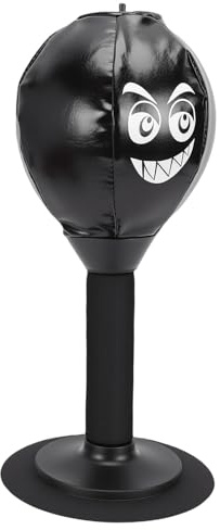Generic Saco de Boxeo de Escritorio con Ventosa Divertida, Pelota de Boxeo de Mesa para Oficina en Casa, Material de PU, 7,1 Pulgadas (Black)