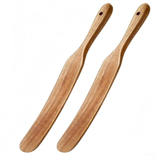 2 Stück Skinny-Spurtles aus Holz mit ergonomischem Griff, entworfen zum Rühren von Teig und Teigen, lange Reichweite bis zum Boden der Gläser für gründliches Mischen