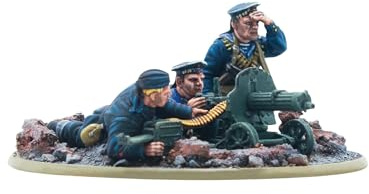 Wargames Delivered - Warlord Games Soviet Naval Brigade Medium MG Team, 28mm WWII Miniature for Ultimate Bolt Action Model in Plastic Resin Quality - Detailed Crew Figures for Gameplay