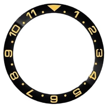 ROUHO 38mm Cerámica Bisel Reloj, Dual-Time Anillo Reloj Repuesto, Inserto Bisel Pulido Incrustación Esfera Componente 30.7mm para Seiko SKX007-A10