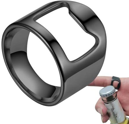 Anillo abrebotellas de,Anillo abrebotellas de,Abrebotellas portátil de cerveza | Elegante anillo de acero de titanio, portátil creativo para baristas