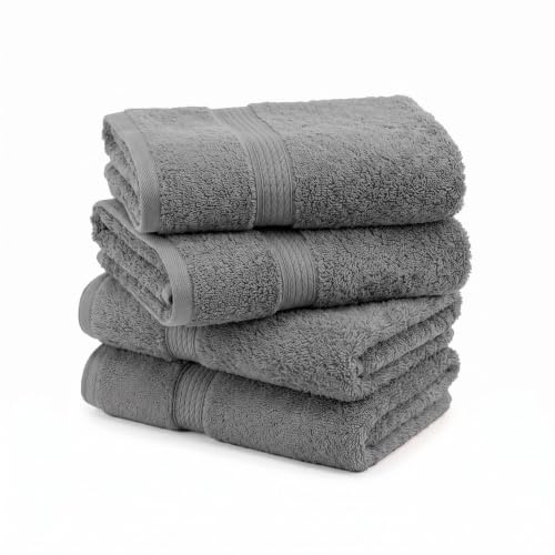 SUPERIOR Egyptian Cotton Plush & Absorbent, Hand Towel Set of 4, Charcoal