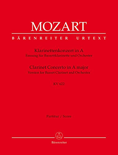 Klarinettenkonzert in A. Fassung für Bassettklarinette und Orchester Kv 622. Partitur