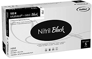 Maimed Unisex Black Nitril-Einweghandschuhe, Größe XL, 100 Stück (1er Pack)