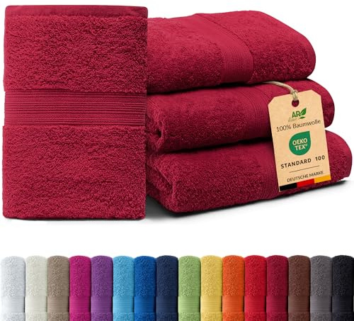 AR Line Arizona 4er Set Handtücher 50x100 cm – 100% Baumwolle, 500 g/m², weich & saugstark in Farbe: Burgund