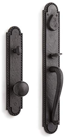 Signature Hardware 946297-KE-234 Marconi Solid Bronze Full Plate Keyed Entry Single Cylinder Door Handleset with Interior Knob and 2-3/4 Backset - Dark Bronze