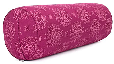 Bodhi Yoga Bolster Ø 22 cm | Maharaja Collection | Yogabolster aus 100% Baumwolle | Yogarolle mit Kapokfasern | Yogakissen für Restorative & Yin Yoga | Lotus/Berry