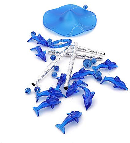 QINIZX Campanelli a vento in acrilico blu a forma di delfino, decorazione per esterni e interni, giardino, Yark, patio e decorazione per la casa, campanello a vento da appendere come ornamento per