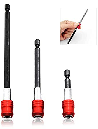 Drill Bit Holder 3 PCS Magnetic Screwdriver Bits Holder Universal 1/4” Hex Shank Drill Bit Extension Quick Change Flexible Bit Holder For Impact Driver - RD