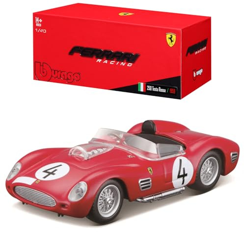 Bburago Ferrari Testarossa (1959): Modellauto im Maßstab 1:43, Ferrari Racing Serie, Geschenkbox, 12 cm, rot #4 (18-36307)