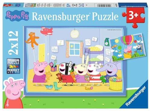 Ravensburger barnpussel 05574 - Peppas äventyr - 2x12 bitar Peppa Pig pussel för barn från 3 år och uppåt