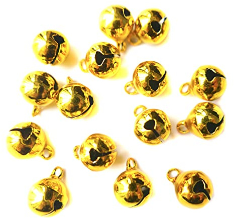100 Stück Golden Glöckchen Schellen Glocken aus Kupfer mit Öse,Weihnachten Hochzeit Dekoration Anhänger Bells für DIY Basteln Schmuckherstellung Haustier Wind Glockenspiel Weihnachtendeko,14mm