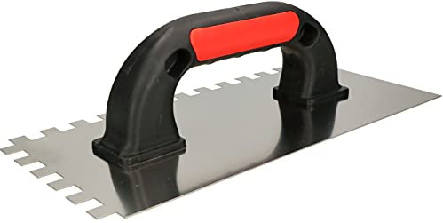 KOTARBAU® Planche à friction x mm - Truelle à remonter en acier inoxydable - Pour plâtre et mortier (270 mm - Dimensions des dents : 10 x 10 mm)