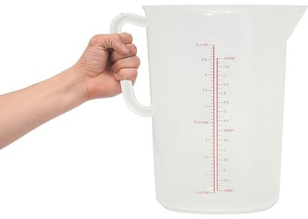 Acense Polypropylene Measuring Jug, Precise Measurement, Perfect Narrow Stem, Spillage-Free, Multi-Purpose Flour, Ground Almonds, Sugar, Milk, Oil, Dishwasher Safe (5ltr)