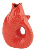 Gift Company Vase Monsieur Carafon XS, Dekovase in Fisch-Form, Steingut, Coral Red, 13 cm, 1087402003