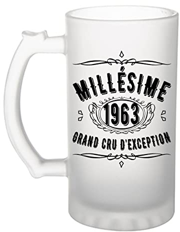 Planetee Chope de bière 1963 anniversaire 62 ans | Verre à bière Pinte idée cadeau original | Imprimé en France