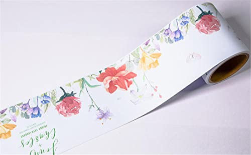 Guest Ruyunlai Bordüre selbstklebend rote Blume 12cm X 600cm zum Aufkleben für Wohnzimmer Küche Badezimmer Tapetenrahmen Abnehmbare Wasserdicht Bodenleiste Verdicken PVC Dekorative Bordüre