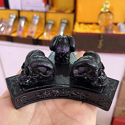 Crow Six Pointed Star Ram Skull Statue Resin Crafts Ornaments Crystal Ball Base Home Decoration,Satan Ram Horn