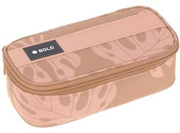 LÄSSIG Bold Schlampermäppchen Spacy Pencil Case Leaves Caramel | für die Schue, mit praktischen Fächern und Halterungen