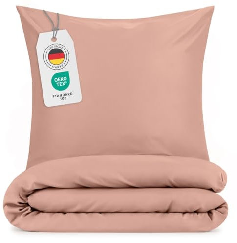 Blumtal Bettwäsche 135x200cm + 80x80cm Kopfkissenbezug - Oeko-TEX zert. Mikrofaser Bettwäsche Set - Mikrofaser Bettbezug bis 95 °C - Deckenbezug + Kissenbezug 2-teilig - Bettbezug Rosa