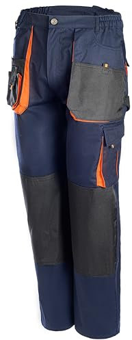 lepni.me Pantaloni da Lavoro Uomo Elasticizzati | Abbigliamento Cargo Multitasche con Ginocchiere | Pantalone Trekking Pittori Meccanico Elettricista (XL Navi Blu Senza Stampa)