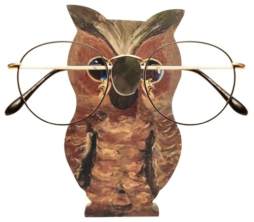 KLYNGTSK Eulen Brillenhalter Holz Eulenform Brillenständer Lustige Tierform Sonnenbrillenhalter Tiermotiv Sonnenbrillenständer Sonnenbrille Display Rack für Zuhause, Büro, Schreibtisch