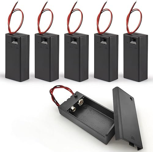 Lot de 6 supports de batterie 9 V, support de batterie 9 V avec interrupteur, support de batterie 9 V avec fils, largement utilisé dans les expériences d'étudiants, les bandes LED ou d'autres