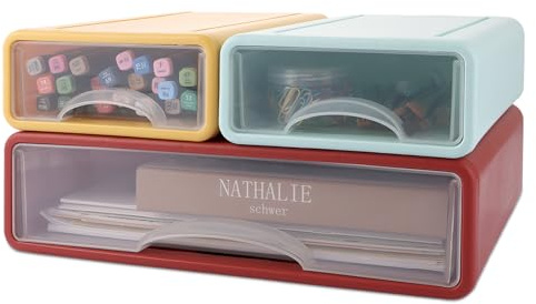 LDXDRUS 3-teiliges Set Schreibtisch Organizer Schublade, Stapelbare Schubladenbox Büro Organizer, Aufbewahrungsbox mit Schubladen, Schreibtisch Organizer, Schubladen-Organizer für Stifte, Papier