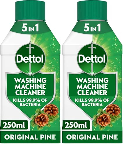 Dettol, Washing Machine Cleaner, Pine Scented, 500ml (250ml x 2pck) Antibacterial, Removes Bacteria, Odours, Limescale and Hidden Dirt, Lasting Freshness, Kills 99.9 Percent of Bacteria