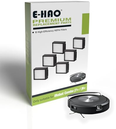 E-HAO 6-pack dammsugarfilter reservdelar endast för iRobot Roomba Combo j7+, Combo j9+ och Max 10-modell