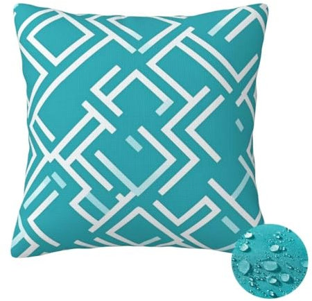 Housse Coussin Exterieur Impermeable Housse de Coussin 40x40cm Lot de 2, Bleu Oeuf de Canard Coussin Canape Decoration, L'été Coussin D'exterieur Nordic Taie D'oreiller pour Balcon Patio Jardin -OZ378