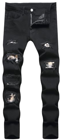 Jeans Slim Fit Uomo Jeans Con Elastico In Vita Drip Strappati Skinny Baggy Pantaloncini Vita Bassa
