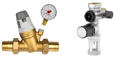 Caleffi Réducteur de pression d'eau 3/4 DN20 pour eau avec cartouche remplaçable et manomètre & COMAP Groupe de sécurité 889 siège Inox droit pour chauffe eau, cumulus - 20x27 ou 3/4 - R110007001