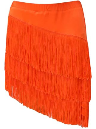 Damen Tango Tanzkleid Tanzbekleidung Eleganter Tanz Lateinamerikanischer Rock Quasten Bauchtanz-Hüfttuch für Partys Festival-Wickelrock Wickelschal Faltenrock XXL