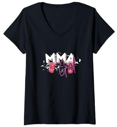 Damen MMA Girl Mixed Martial Arts T-Shirt mit V-Ausschnitt